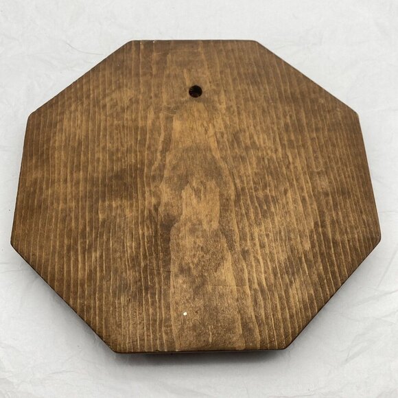 Vtg Wall Plaque Tile Trivet Butterfly Blue Brown Flowering Branch Wood Octagon - Picture 5 of 11